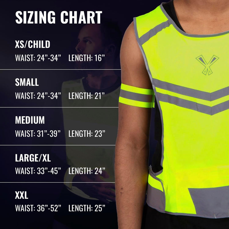 Running Reflective Vest with inside Pocket and 2 Bands, High Visibility Reflective Running Gear Safety Vest Straps for Men Women Kids for Night Running Walking Cycling