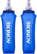 Soft Flask Collapsible Water Bottle Running Soft Gel Flask Reservoir Handheld Folding TPU 250 500Ml for Hydration Pack Hiking Cycling Climbing (500Ml/16.9Oz - 2 Pack with 2 Speed Straws)