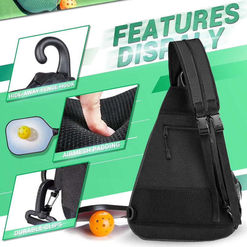 Pickleball Bag-Adjustable Pickleball,Tennis,Racketball Sling Bag-Pickleball Backpack with Water Bottle Holder for Men