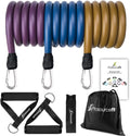 Single Stackable Resistance Bands with Door Anchor and Exercise Guide, 8-12 LB, Heavy Duty Fitness Tube for Full-Body Exercises and Home Workouts