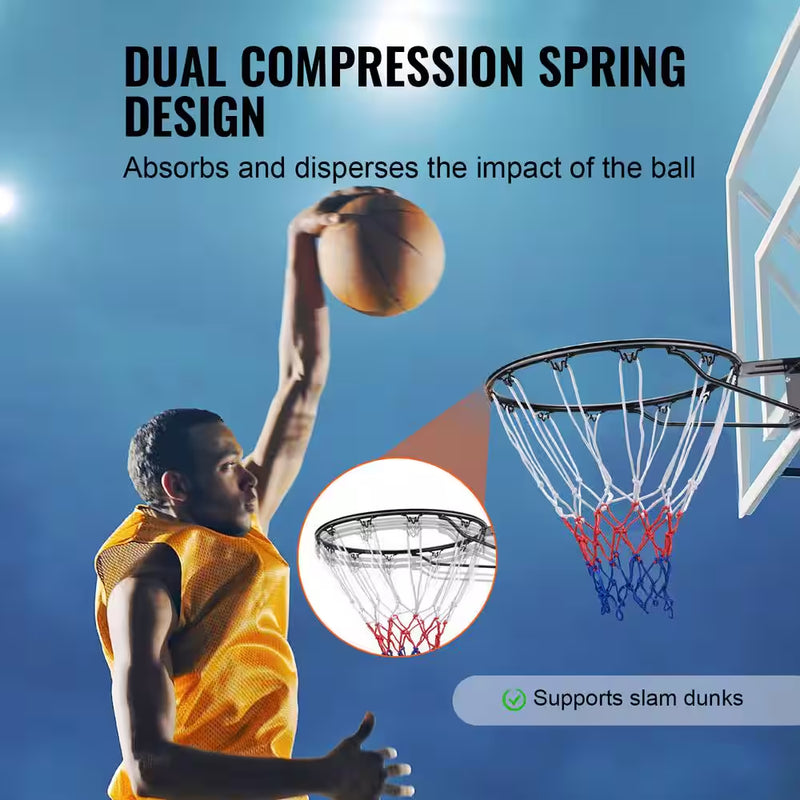 Basketball Rim Q235 Basketball Flex Rim Goal Replacement Standard 18 In. Indoor Outdoor Hanging Hoop