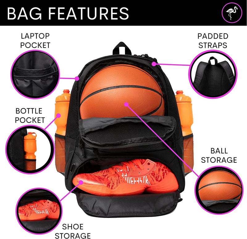 Athletic Backpack Large Sports Soccer Basketball Bag Separate Ba