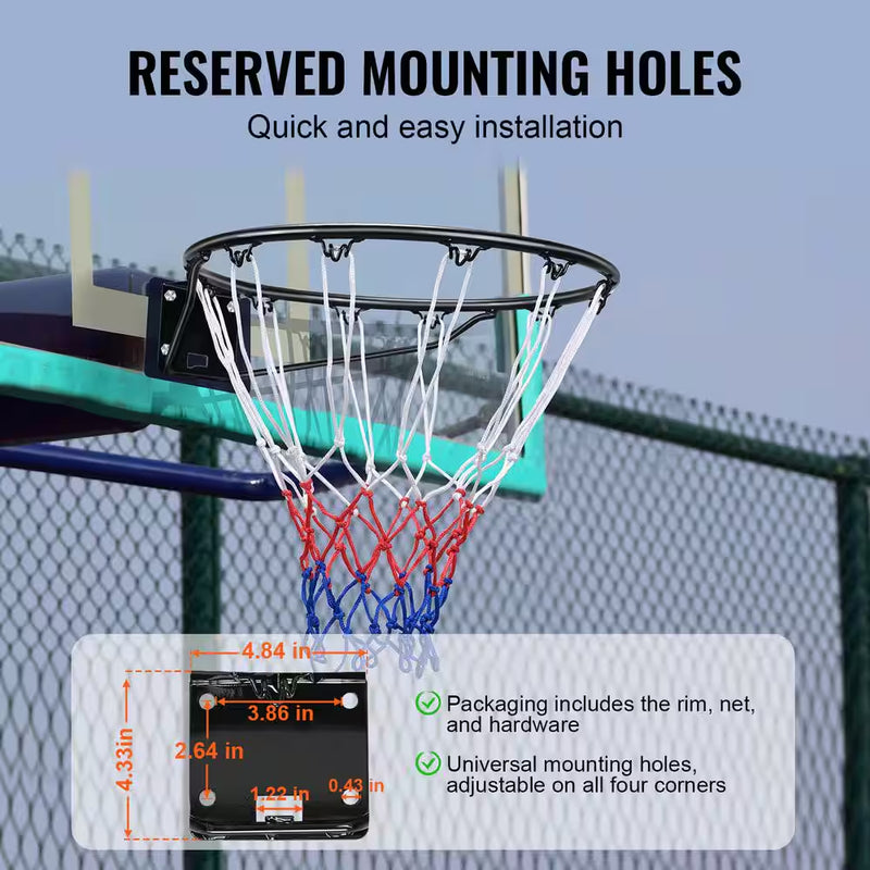 Basketball Rim Q235 Basketball Flex Rim Goal Replacement Standard 18 In. Indoor Outdoor Hanging Hoop