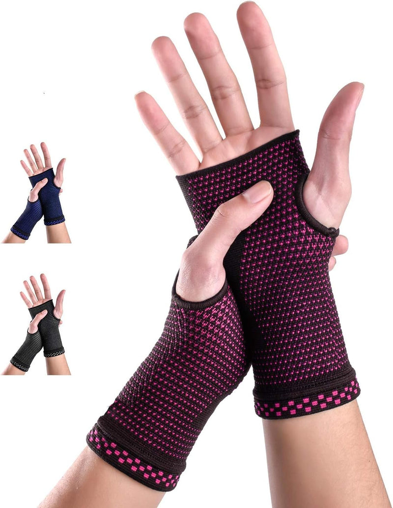 Wrist Compression Sleeves (Pair) for Carpal Tunnel and Pain Relief Treatment,Wrist Support for Women and Men.Breathable and Sweat-Absorbing Carpal Tunnel Wrist Brace