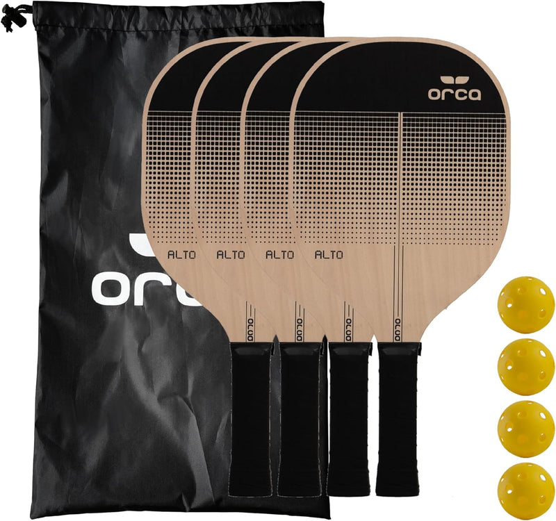 Orca Pickleball Paddles, Sports Series Wood Pickleball Paddle Sets, Pickleball Paddles Starter Set with Pickleballs and Accessories