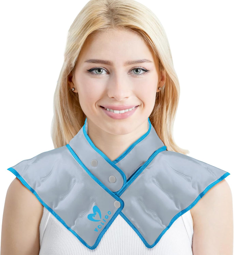 Neck Shoulder Heating Neck Wrap Microwave Heating Pad, Hot and Humid Back Pain Relief Hot Compress, Adjustable Microwave Neck Heater (Nsf-Blue)