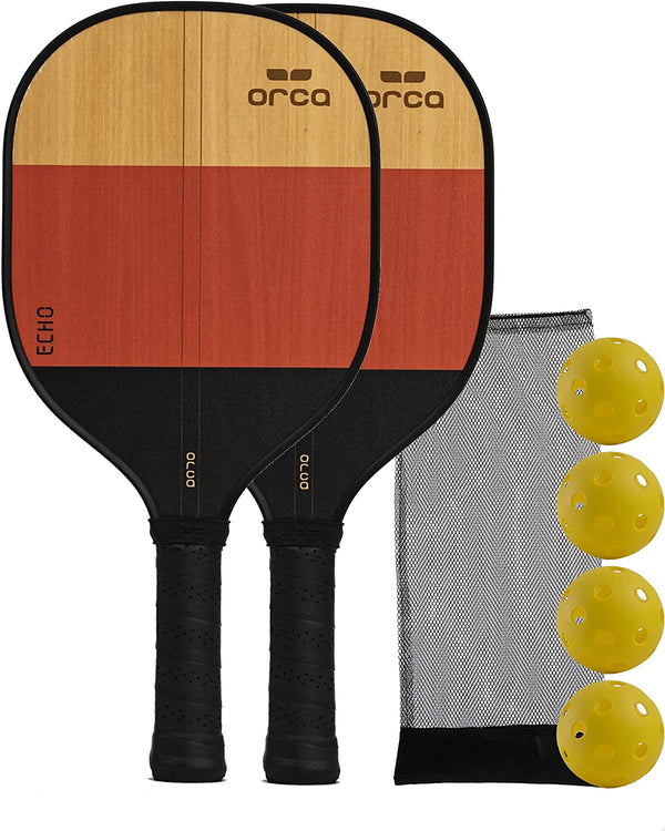 Orca Pickleball Paddles, Sports Series Wood Pickleball Paddle Sets, Pickleball Paddles Starter Set with Pickleballs and Accessories