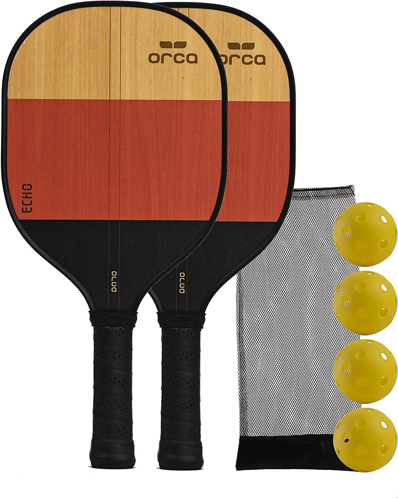 Orca Pickleball Paddles, Sports Series Wood Pickleball Paddle Sets, Pickleball Paddles Starter Set with Pickleballs and Accessories