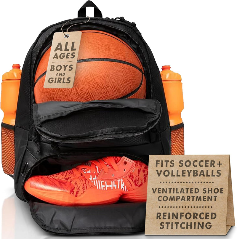 Athletic Backpack Large Sports Soccer Basketball Bag Separate Ba