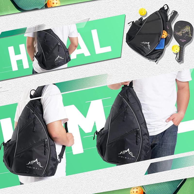 Pickleball Bag- Adjustable Pickleball,Tennis,Racketball Sling Bag - Pickleball Backpack with Water Bottle Holder for Men and Women