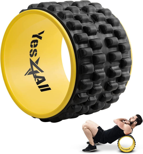 Deep Tissue Massage Back Roller Foam, Yoga Roller Wheel, Back Cracking Device, Ideal for Yoga, Balance and Stretcher