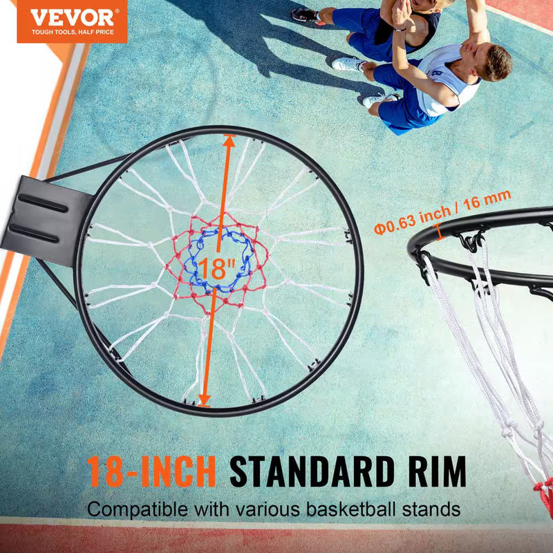 Basketball Rim Q235 Basketball Flex Rim Goal Replacement Standard 18 In. Indoor Outdoor Hanging Hoop