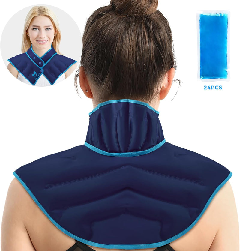 Neck Shoulder Heating Neck Wrap Microwave Heating Pad, Hot and Humid Back Pain Relief Hot Compress, Adjustable Microwave Neck Heater (Nsf-Blue)