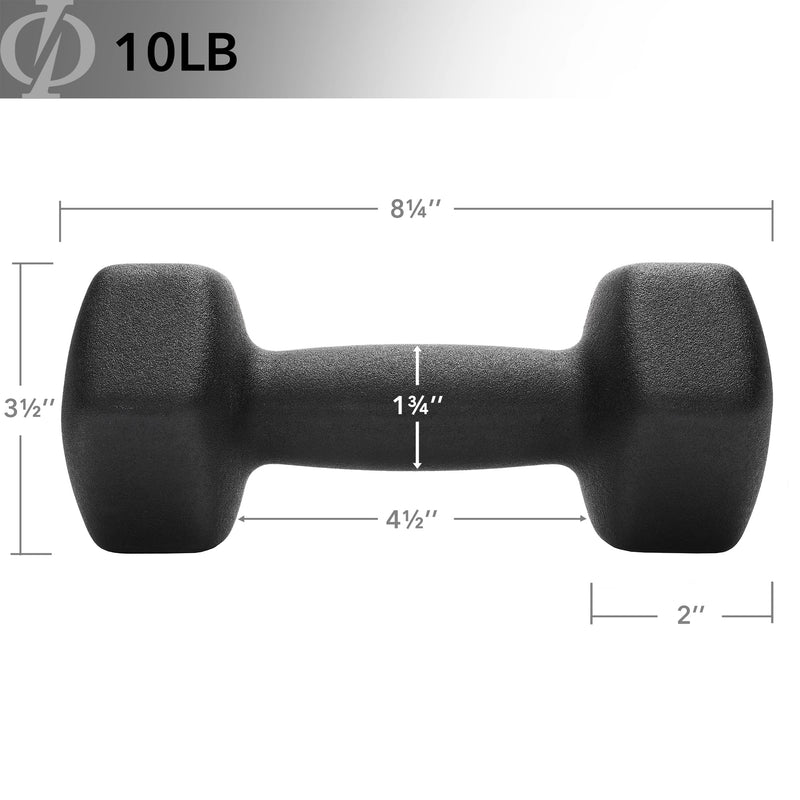 Neoprene Hex Dumbbell Hand Weights, Set of 2 - Workout Strength Training