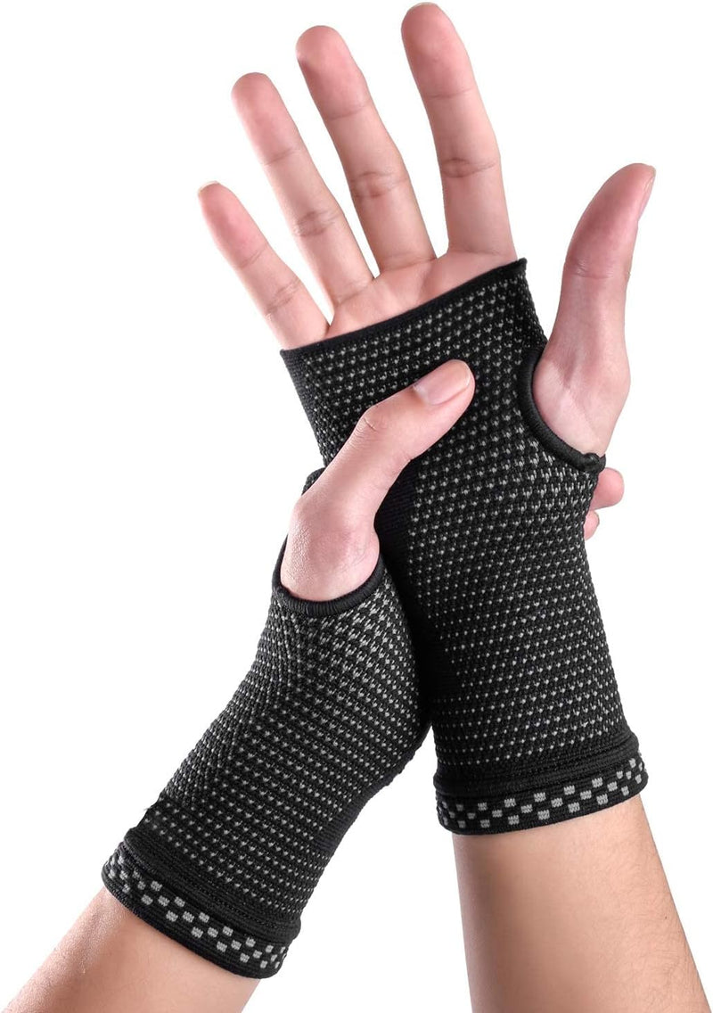 Wrist Compression Sleeves (Pair) for Carpal Tunnel and Pain Relief Treatment,Wrist Support for Women and Men.Breathable and Sweat-Absorbing Carpal Tunnel Wrist Brace