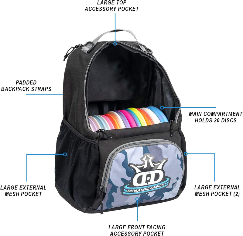 Cadet Disc Golf Backpack, Beginner Disc Golf Bag, Frisbee Golf Discs Set, Sports Bag, Lightweight & Durable, 17+ Disc Capacity