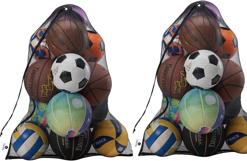 Heavy Duty Soccer Ball Net Bag(10-12Balls) Basketball Mesh Ball Bag Soccer Ball Bags Mesh for Coaches Extra Large Mesh Drawstring Bags