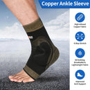 Copper Ankle Support Brace Compression Sleeve with Silicone Gel Reduce Foot Swelling Pain Relief from Plantar Fasciitis and Achilles Tendon (Medium - 1 Pair)