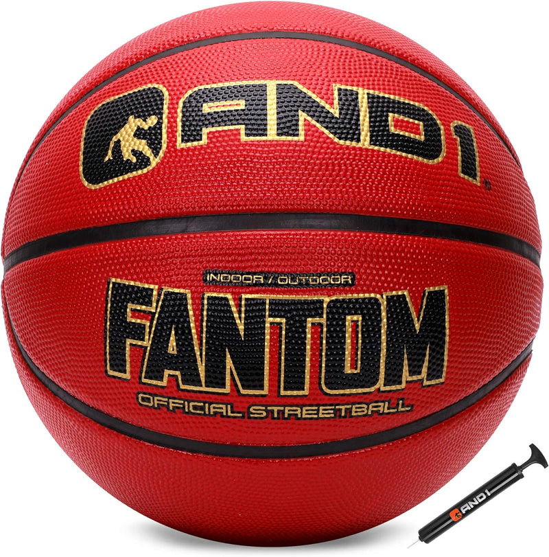 Fantom Rubber Basketball: Official Regulation Size 7 (29.5 Inches) Rubber Basketball - Deep Channel Construction Streetball, Made for Indoor Outdoor Basketball Games