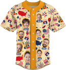 Baseball Button Up | Independence Day | Poly-cotton fabric - Baby Yellow