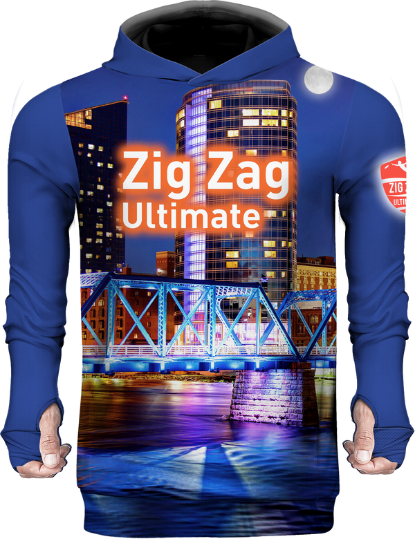 Zig Zag Blue Bridge Ultimate | Classic Hoodie - Poly Cotton fabric