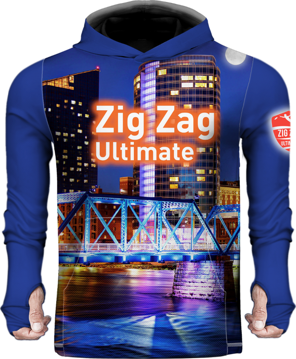 Zig Zag Blue Bridge Ultimate | Sun Hoodie - SuperFly X fabric