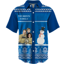 Collar Button Up | FestiveFam | Poly-Cotton fabric - Blue