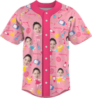 Baseball Button Up | Mother's Day | Poly-cotton fabric - Baby Pink