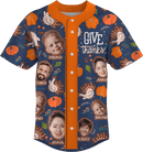 Baseball Button Up | Thanksgiving Day | Poly-cotton fabric - Indigo Blue
