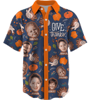 Collar Button Up | Thanksgiving Day | Poly-Cotton fabric - Indigo Blue