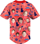 Baseball Button Up | Independence Day | Poly-cotton fabric - Red