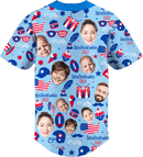 Baseball Button Up | Independence Day | Poly-cotton fabric - Baby Blue