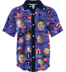 Collar Button Up | Independence Day | Icy SuperFLEX fabric - Indigo Blue