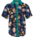 Collar Button Up | Thanksgiving Day | Poly-Cotton fabric - Navy Blue