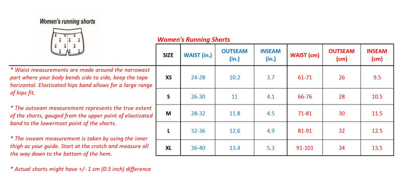 Running Shorts Size Chart