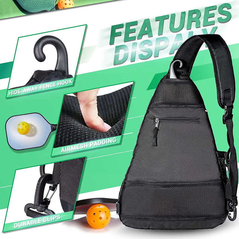 Pickleball Bag- Adjustable Pickleball,Tennis,Racketball Sling Bag - Pickleball Backpack with Water Bottle Holder for Men and Women