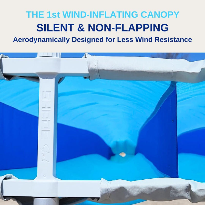 Shadesock – the World’S 1St Wind-Inflating, Beach Shade – Silent, Non-Flapping Design, 8X10Ft Auto-Directing Canopy – Light-Weight and Portable – Easy 2 Minute Set-Up