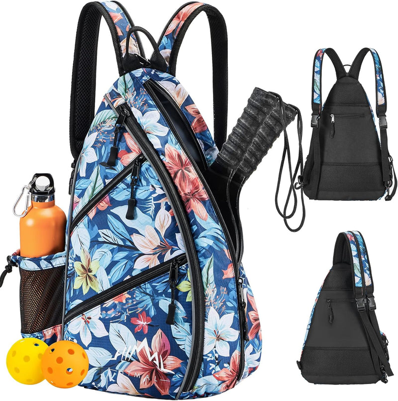 Pickleball Bag-Adjustable Pickleball,Tennis,Racketball Sling Bag-Pickleball Backpack with Water Bottle Holder for Men