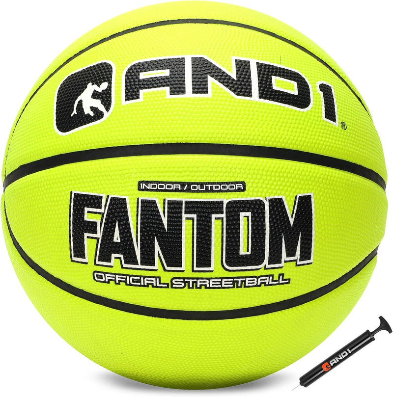 Fantom Rubber Basketball: Official Regulation Size 7 (29.5 Inches) Rubber Basketball - Deep Channel Construction Streetball, Made for Indoor Outdoor Basketball Games