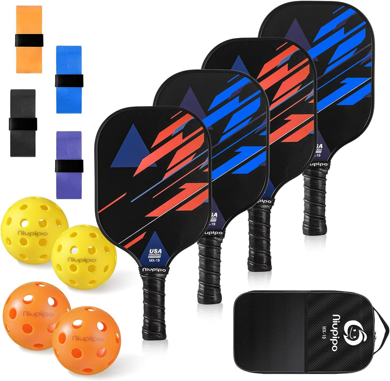 Pickleball Paddles Set of 2, USAPA Approved Lightweight Pickleball Rackets, Durable Fiberglass Pickleball Paddles Set with Polypropylene Honeycomb Core