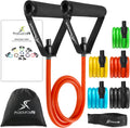 Single Stackable Resistance Bands with Door Anchor and Exercise Guide, 8-12 LB, Heavy Duty Fitness Tube for Full-Body Exercises and Home Workouts