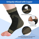 Copper Ankle Support Brace Compression Sleeve with Silicone Gel Reduce Foot Swelling Pain Relief from Plantar Fasciitis and Achilles Tendon (Medium - 1 Pair)