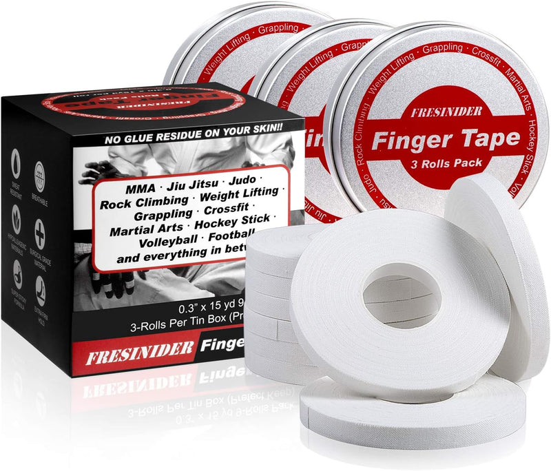 Finger Tape - Strong Athletic Tape | 0.3” X 45 Feet (9 Pack) Tin Set | No Sticky Residue | for Rock Climbing, BJJ Jiu Jitsu, Grappling, Judo, MMA, Rock Climbing and Martial Arts (Pink)