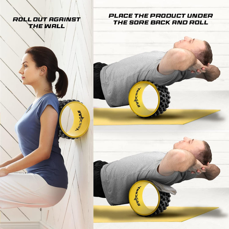 Deep Tissue Massage Back Roller Foam, Yoga Roller Wheel, Back Cracking Device, Ideal for Yoga, Balance and Stretcher