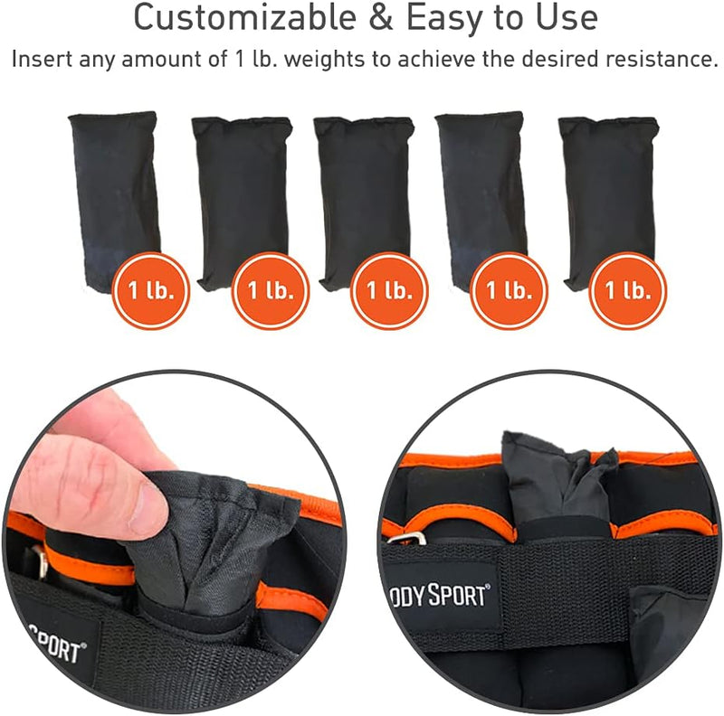 Adjustable Ankle Weights, 1 Lb.–5 Lb. – Customizable Ankle and Wrist Weight Sets for Men, Women, and Kids – Workout Aid for Added Resistance – Weight Set for Walking, Running,