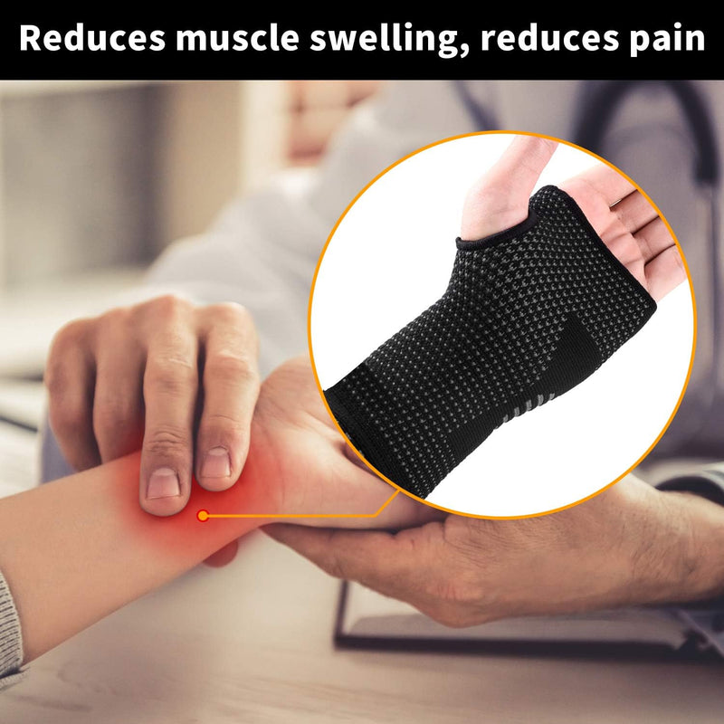 Wrist Compression Sleeves (Pair) for Carpal Tunnel and Pain Relief Treatment,Wrist Support for Women and Men.Breathable and Sweat-Absorbing Carpal Tunnel Wrist Brace