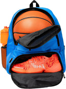 Athletic Backpack - Large Sports Soccer & Basketball Bag - Separate Ball & Cleat Compartment - Durable Design - Boys & Girls - for Soccer, Basketball, Volleyball and Gym Equipment - Blue/Black