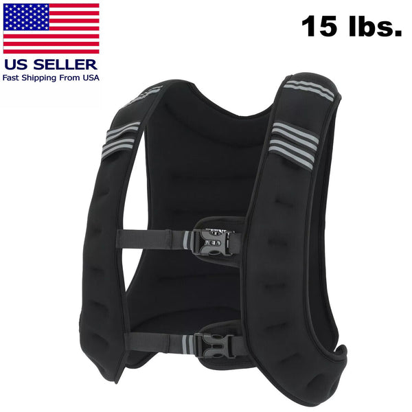 Weighted Vest 10-20Lbs Weight Reflective Workout Strength Training Running Black