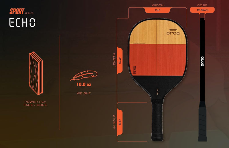 Orca Pickleball Paddles, Sports Series Wood Pickleball Paddle Sets, Pickleball Paddles Starter Set with Pickleballs and Accessories