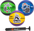 Mini Basketball 3 Pack Set for Kids (Deflated W/Pump Included): - Size 3 7-Inch Premium Youth Size Basketballs, Easy to Grip